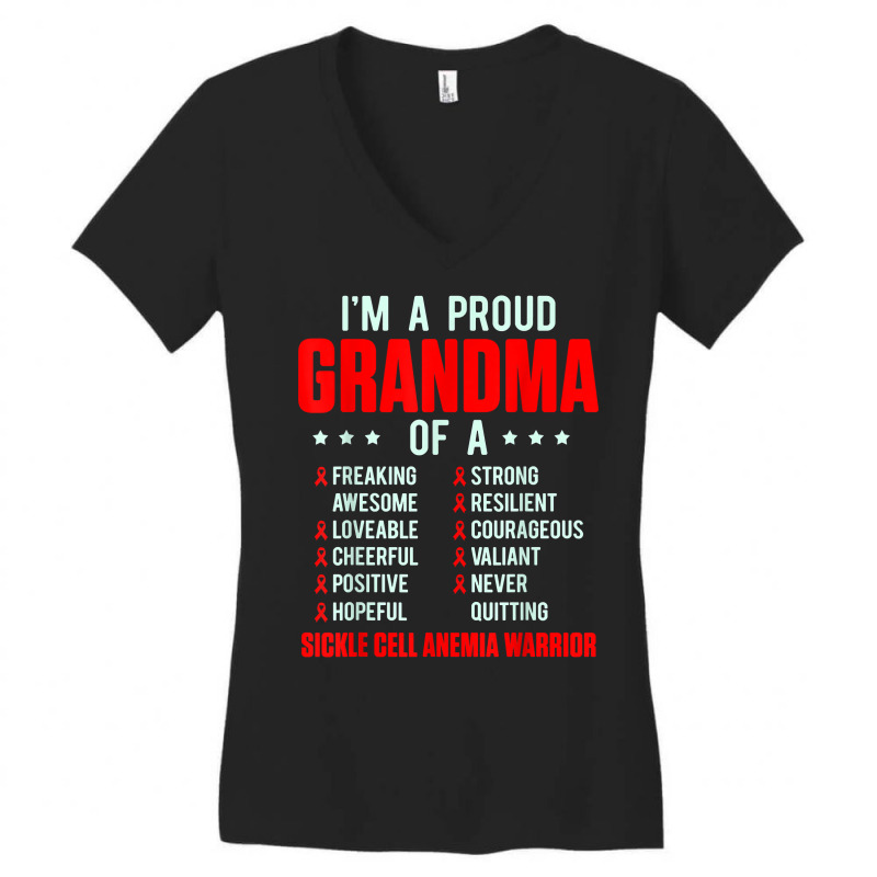 Sickle Cell Anemia Survivor Proud Grandma Anemic Warrior T Shirt Women's V-Neck T-Shirt by alyshasur9x | Artistshot