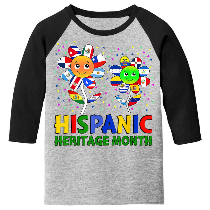 Hispanic Heritage Month Flower Kids Latin Flags T Shirt Youth 3/4 Sleeve by daecuvifysha | Artistshot