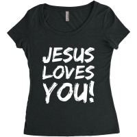 Christian Evangelism Gift Jesus Loves You!-d0cot Women's Triblend Scoop T-shirt | Artistshot