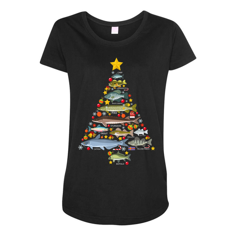 Freshwater Fish Species Christmas Tree Fishing Xmas Men Kids Maternity Scoop Neck T-shirt by cm-arts | Artistshot