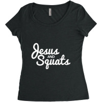 Christian Workou Jesus Lifting Squats Women's Triblend Scoop T-shirt | Artistshot