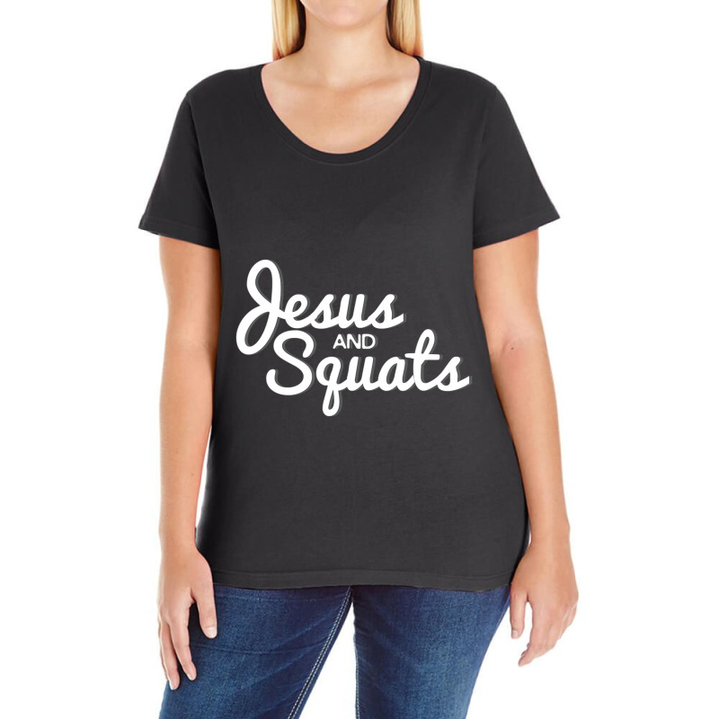 Christian Workou Jesus Lifting Squats Ladies Curvy T-Shirt by thangdinhsinhelf | Artistshot