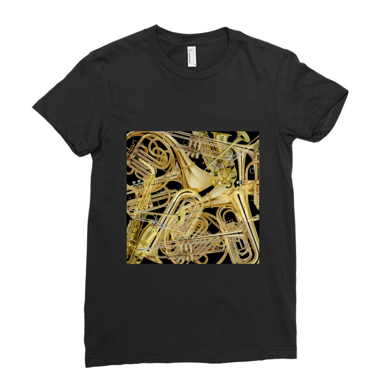 Brass Instruments Ladies Fitted T-Shirt by cm-arts | Artistshot