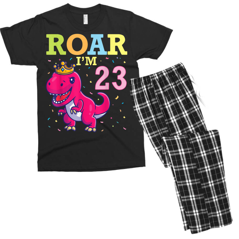 King Dinosaur Dance Happy My Birthday Roar I'm 23 Years Old Men's T-shirt Pajama Set | Artistshot