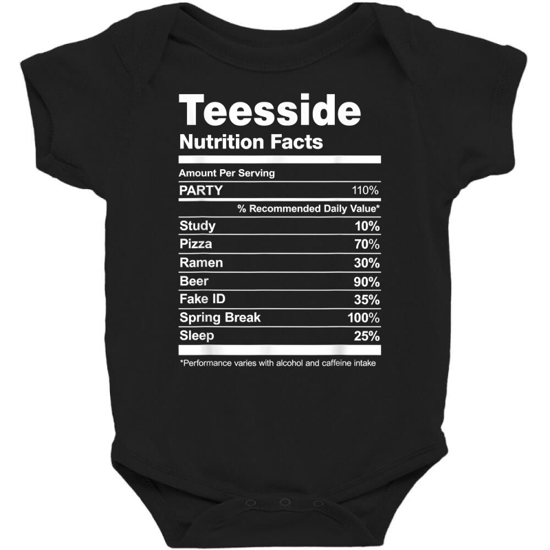 Teesside Nutrition Facts College University T Shirt Baby Bodysuit by hankeajrippleex5 | Artistshot