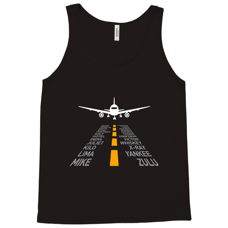 Airplane Pilot Airport Runway Phonetic Alphabet Plane Tank Top | Artistshot