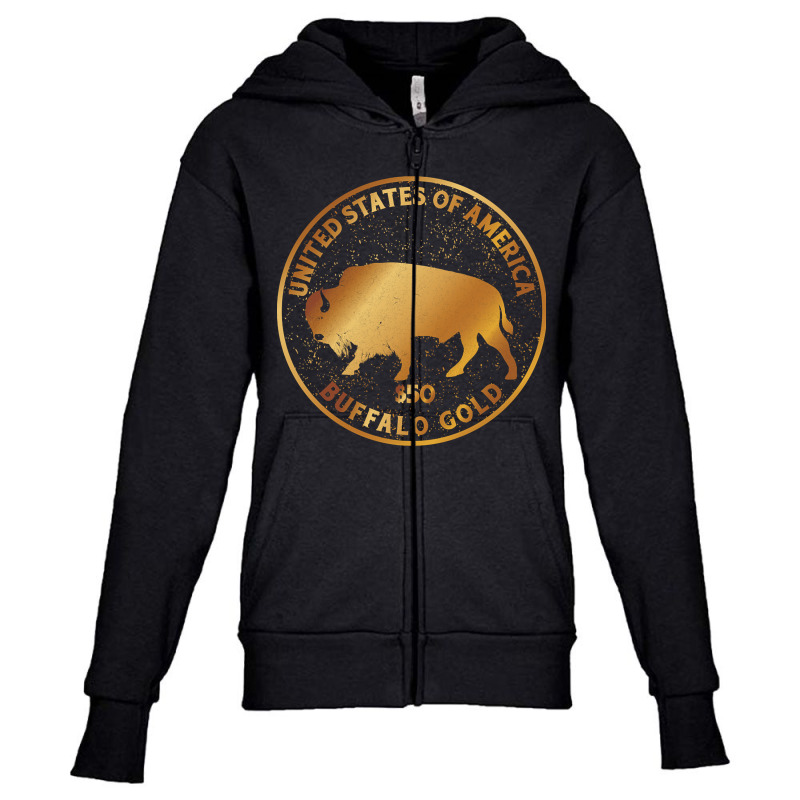 Buffalo Gold Native American, Buffalo Gold Native American Art, Buffal Youth Zipper Hoodie by SHOPTYU | Artistshot