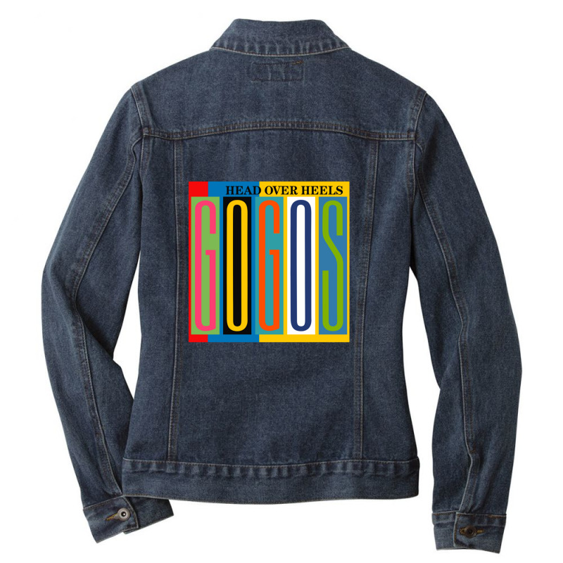 Head Over Heels He Go Go's Wih Backgorund Head Over Heels He Go Go's W Ladies Denim Jacket by cm-arts | Artistshot