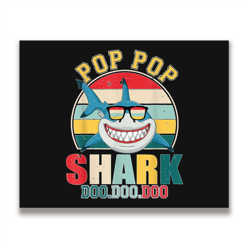 Pop Pop Shark Father's Day For Pop Pop Metal Print Horizontal | Artistshot