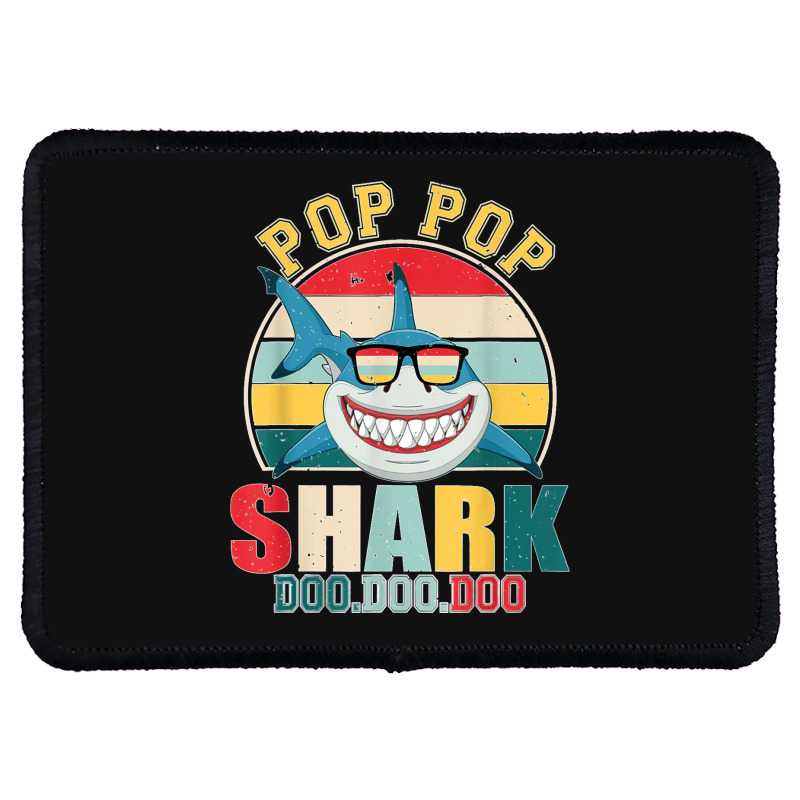 Pop Pop Shark Father's Day For Pop Pop Rectangle Patch | Artistshot