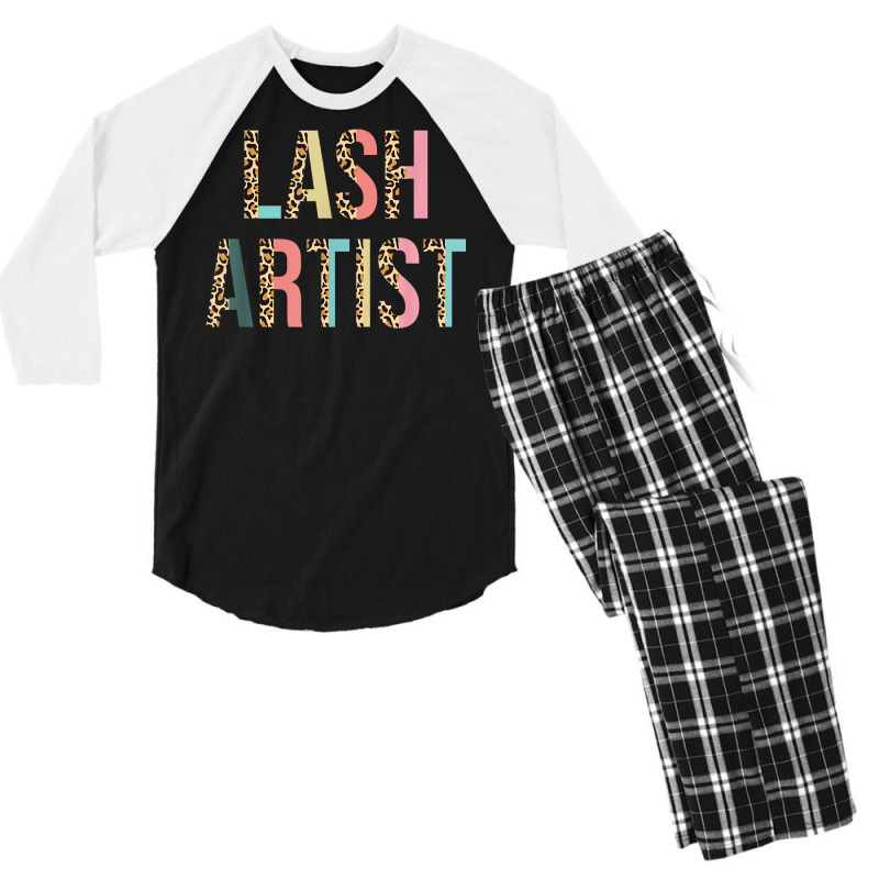 Lash Artist Lashes Eyelashes Leopard Lash Artist T Shirt Men's 3/4 Sleeve Pajama Set | Artistshot