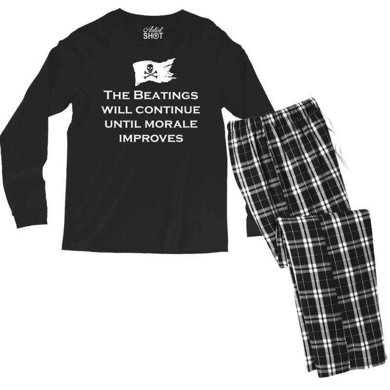 The Beatings Will Continue Morale Improves Pirate T Shirt Men's Long Sleeve Pajama Set by cm-arts | Artistshot