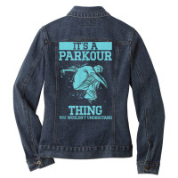 Parkour Free Running Training Traceur Freerunner Jumping T Shirt Ladies Denim Jacket | Artistshot