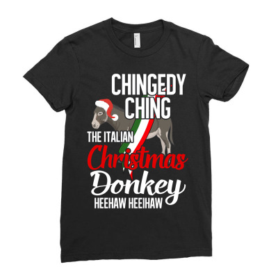 Dominick The Christmas Donkey, Italian Christmas Donkey, Merry Christm Ladies Fitted T-shirt Designed By Badaudesign