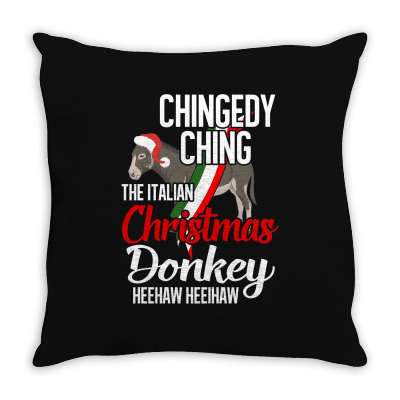 Dominick The Christmas Donkey, Italian Christmas Donkey, Merry Christm Throw Pillow Designed By Badaudesign