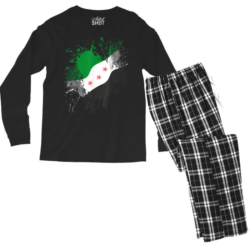 Syria Revolution Green Syrian Flag Free Syria T Shirt Men's Long Sleeve Pajama Set | Artistshot