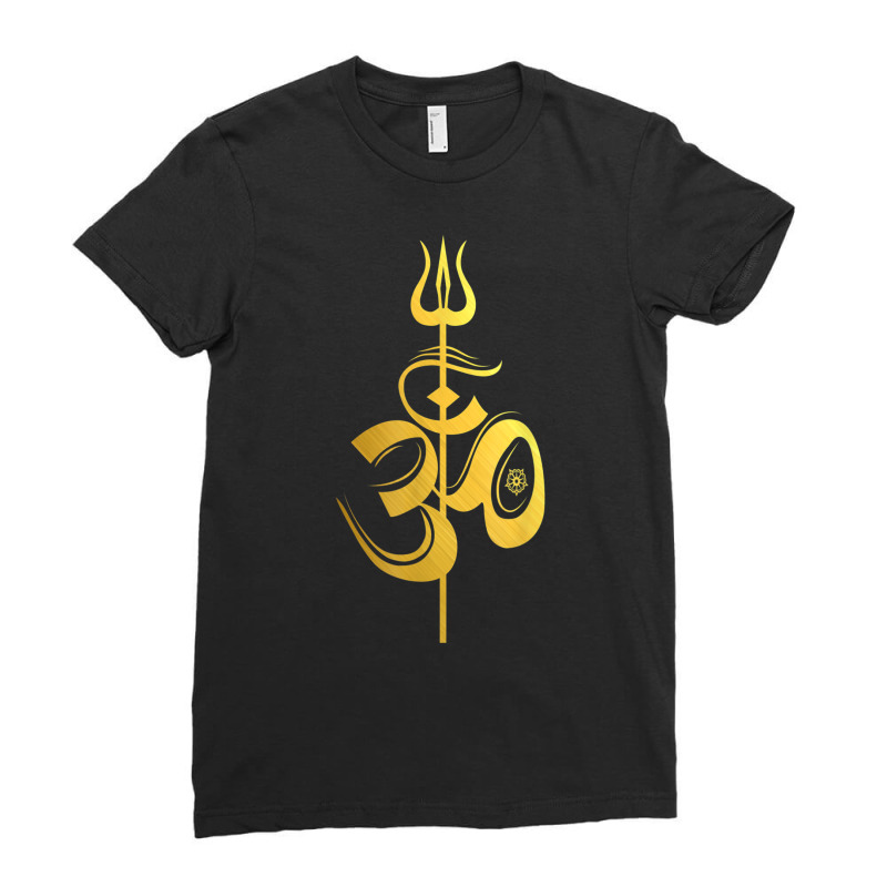 Om Lord Shiva Divine Spear Trident Trishul T Shirt Ladies Fitted T-Shirt by cm-arts | Artistshot