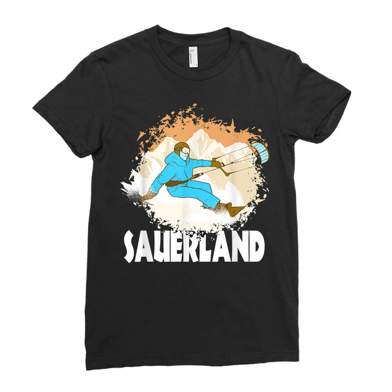 Sauerland Winter Sports Design Skier Snowboard T Shirt Ladies Fitted T-Shirt by cm-arts | Artistshot