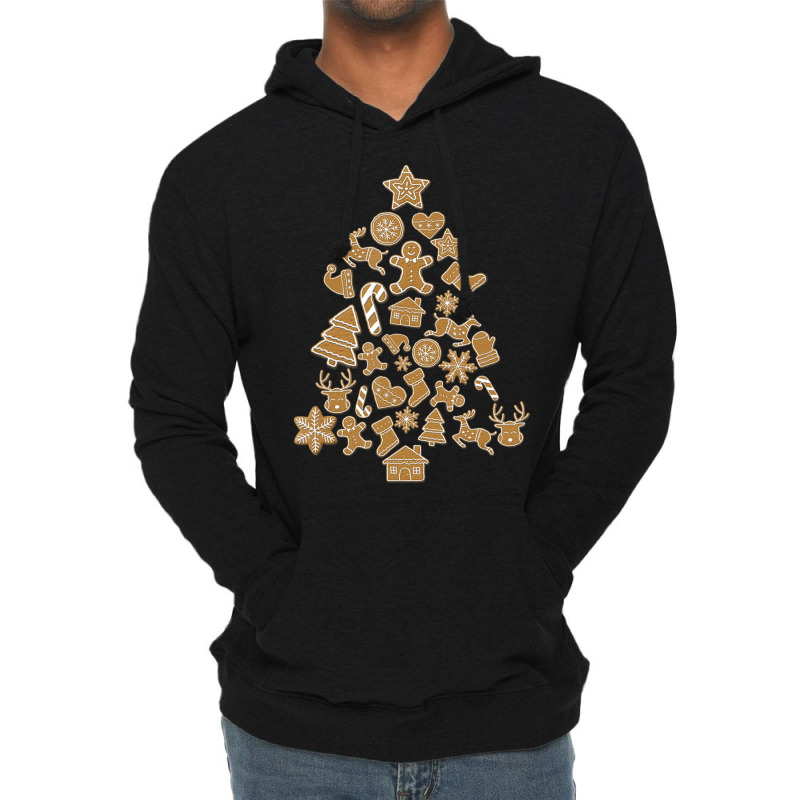 Gingerbread Man Christmas Tree Made Of Gingerbread Decor Lightweight Hoodie by cm-arts | Artistshot