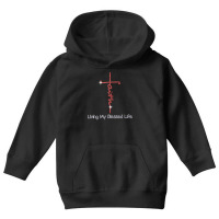 Christian Faith Living My Blessed Life Bling Rhinestone T Shirt Youth Hoodie | Artistshot