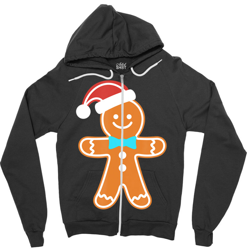 Gingerbread Man Christmas Zipper Hoodie by cm-arts | Artistshot