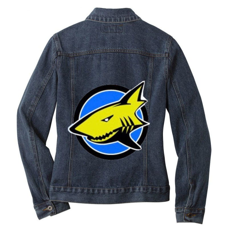 Surfing Shark Ladies Denim Jacket by cm-arts | Artistshot