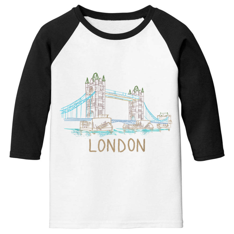 Tower Bridge London Unique Hand Drawn Art T Shirt Youth 3/4 Sleeve by cm-arts | Artistshot