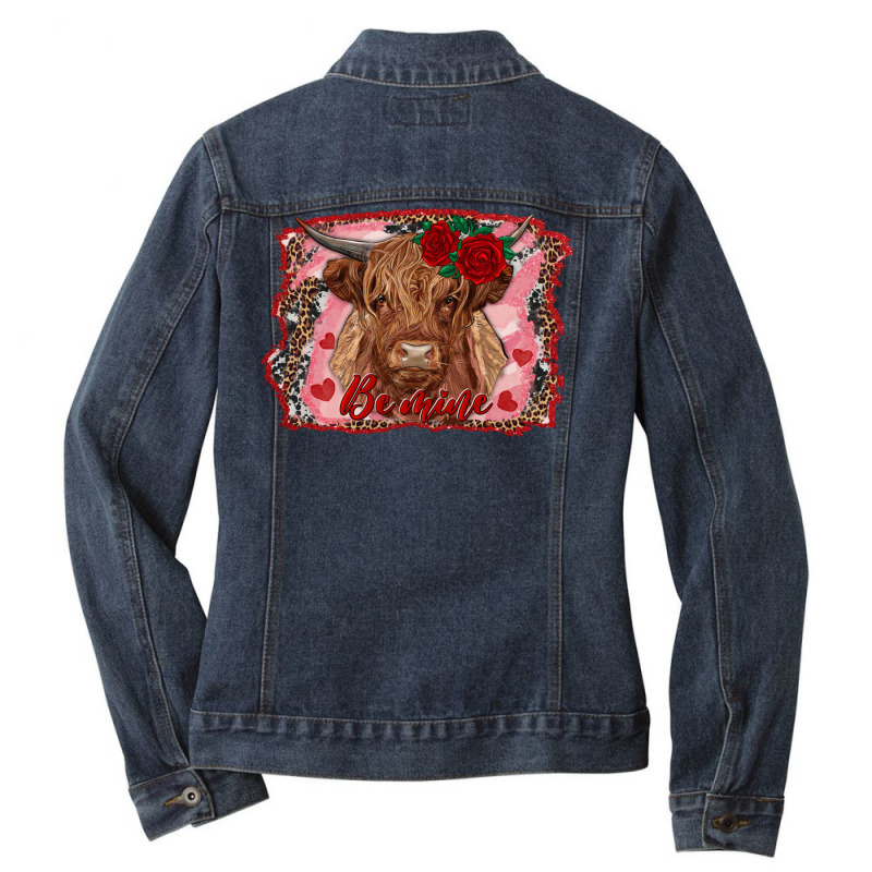 Be Mine Highland Cow Ladies Denim Jacket by AdoDesignShop | Artistshot