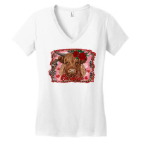 Be Mine Highland Cow Women's V-neck T-shirt | Artistshot