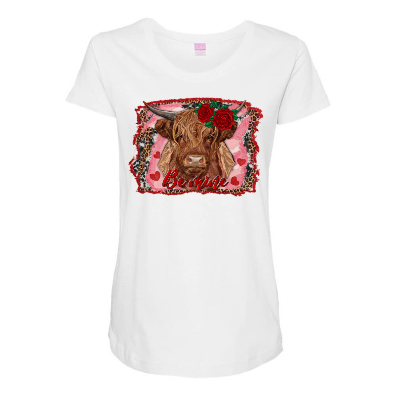 Be Mine Highland Cow Maternity Scoop Neck T-shirt by AdoDesignShop | Artistshot