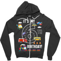 Its My 6th Birthday Boy 6 Bday Train Car Fire Truck Airplane T Shir Zipper Hoodie | Artistshot