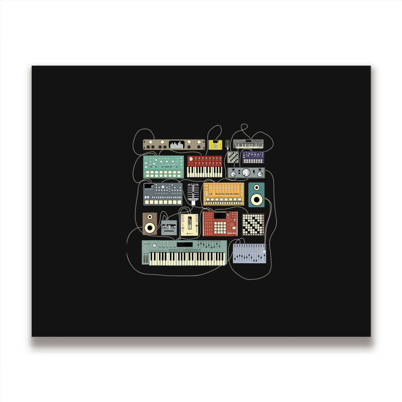 Electronic Musician Synthesizers And Drum Machine Dj Metal Print Horizontal | Artistshot