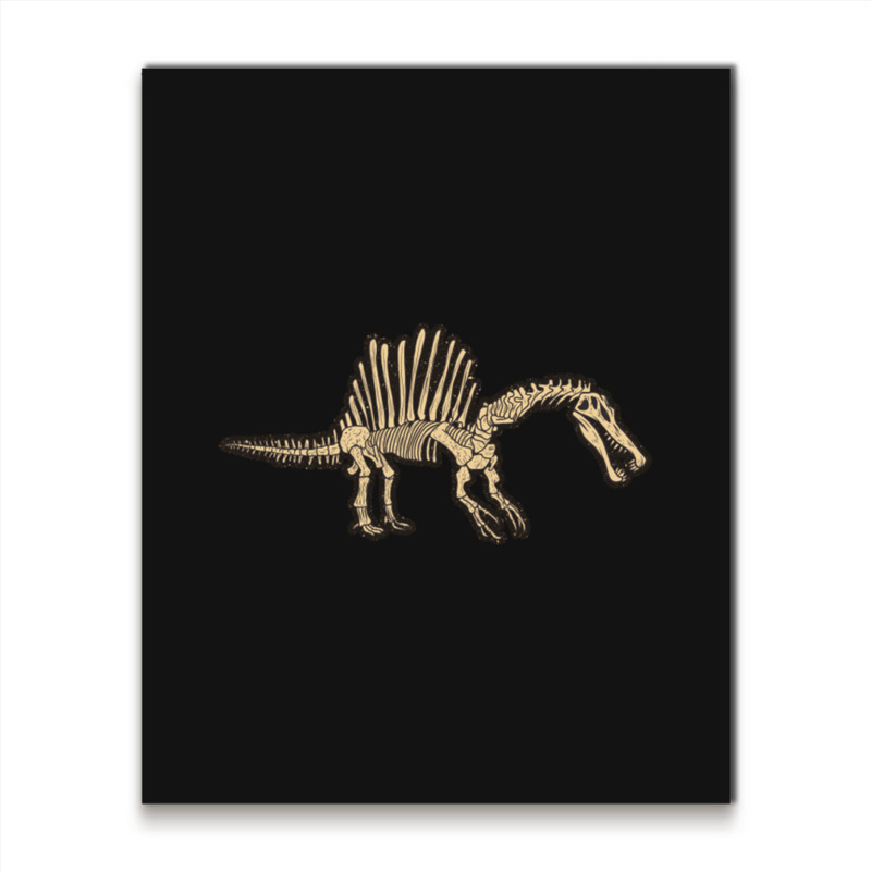 Spinosaurus Skeleton , Spikey Dinosaur Shirt, Dino Bones Tshirt, Paleo Metal Print Vertical | Artistshot