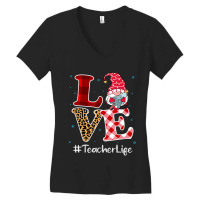 Love Teacher Gnome Christmas Matching Pajamas Women Women's V-neck T-shirt | Artistshot