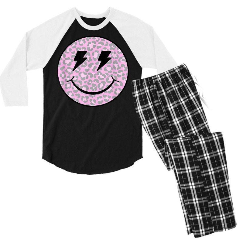 Trendy Leopard Smiley Face Lightning Bolt T Shirt Men's 3/4 Sleeve Pajama Set by qozhytyzhyshy | Artistshot