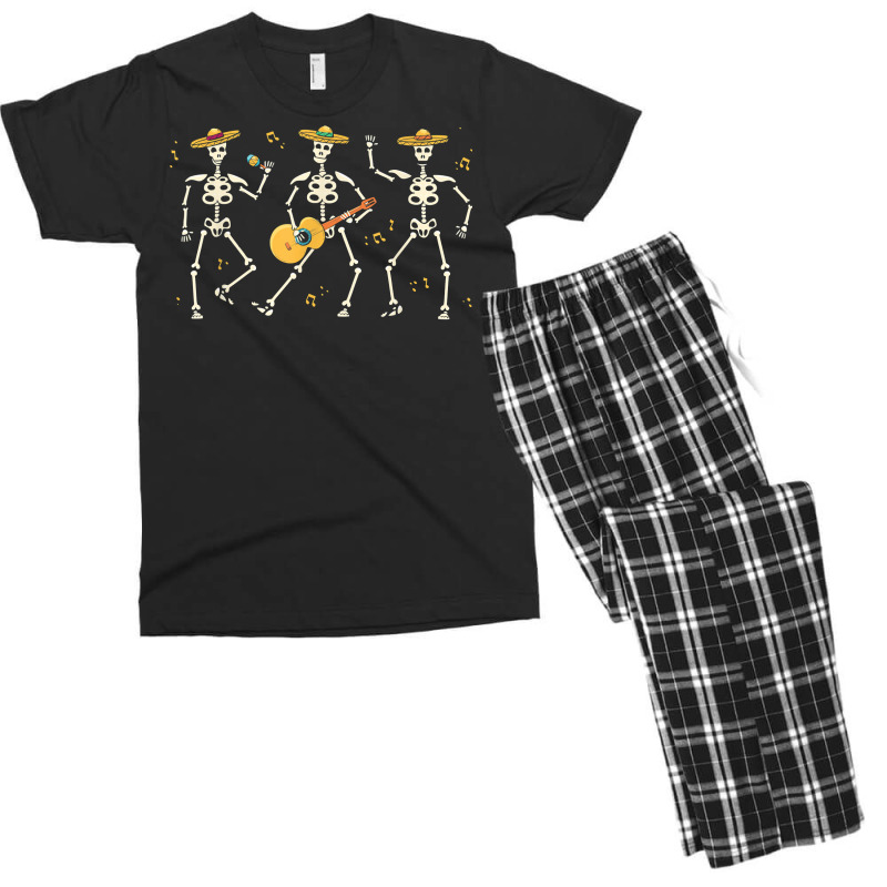 Skeleton Mariachi Lazy Halloween Costume Mexican Hat Guitar T Shir Men's T-shirt Pajama Set | Artistshot