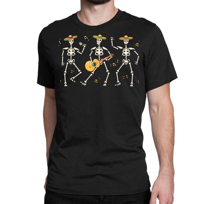 Skeleton Mariachi Lazy Halloween Costume Mexican Hat Guitar T Shir Classic T-shirt | Artistshot