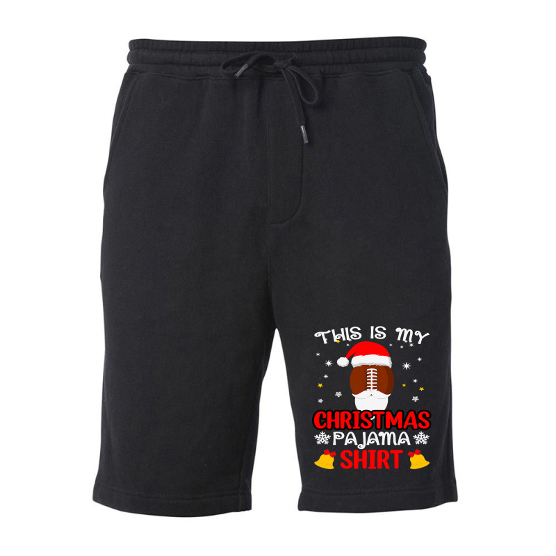 Football This Is My Christmas Pajama Funny Santa Football 412 Fleece Short by coolquirrell | Artistshot