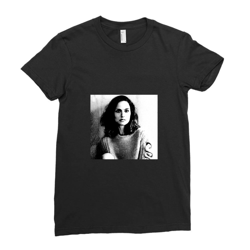 Natalie Portman Black & White Portrait (linocut) Ladies Fitted T-Shirt by ZarkoSuklje | Artistshot