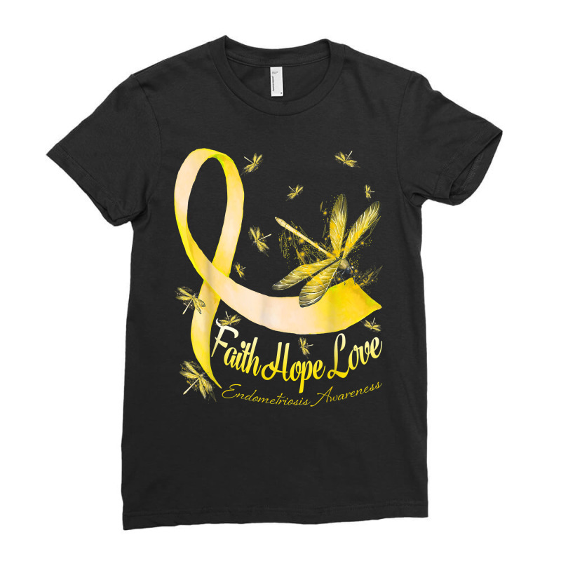 Faith Hope Love Endometriosis Awareness Dragonfly T Shirt Ladies Fitted T-Shirt by cm-arts | Artistshot