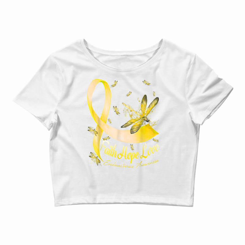 Faith Hope Love Endometriosis Awareness Dragonfly T Shirt Crop Top by cm-arts | Artistshot