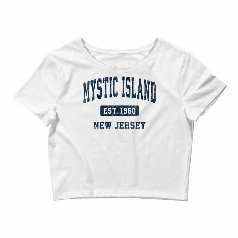 Womens Mystic Island New Jersey Nj Vintage Athletic Sports Design V Ne Crop Top by cm-arts | Artistshot