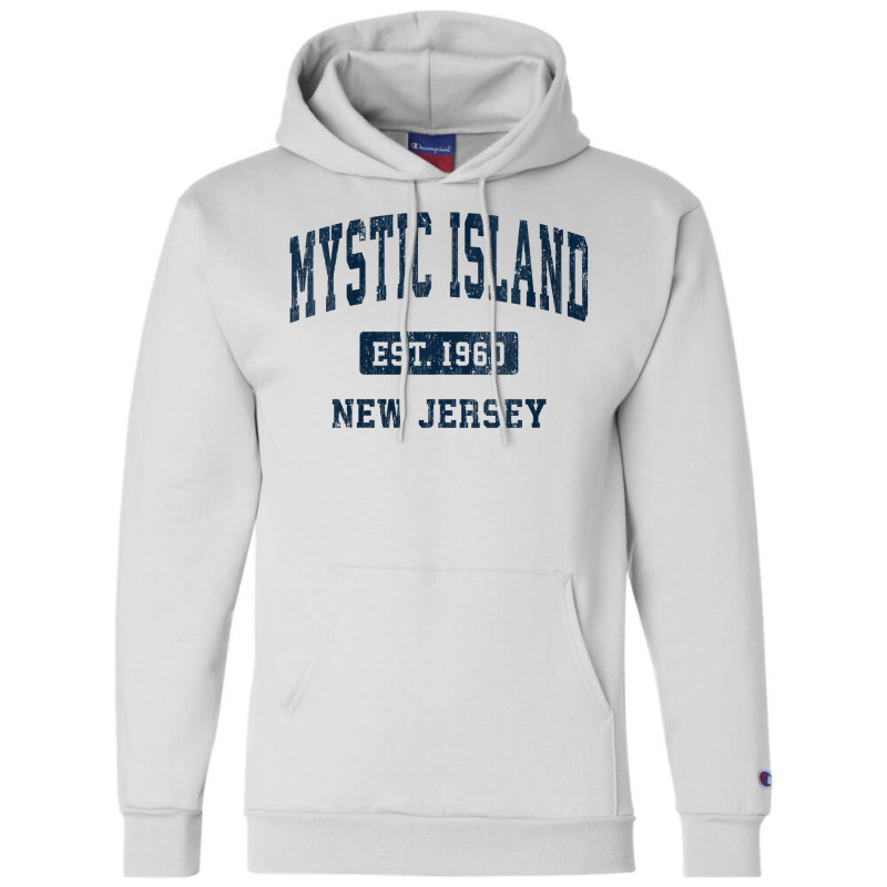 Womens Mystic Island New Jersey Nj Vintage Athletic Sports Design V Ne Champion Hoodie by cm-arts | Artistshot