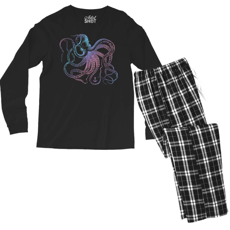 Octopus Shirt Cool Vintage Marine Biologist Ocean Sea Life 1 T Shirt Men's Long Sleeve Pajama Set | Artistshot