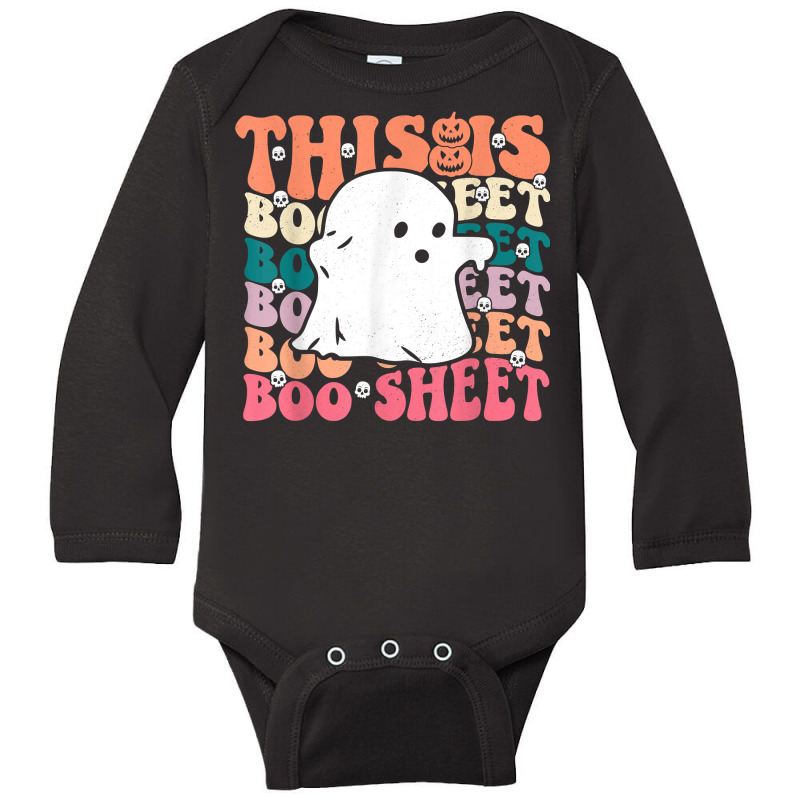 This Is Boo Sheet, Ghost Skull Pumpkin Halloween Retro T Shir Long Sleeve Baby Bodysuit | Artistshot