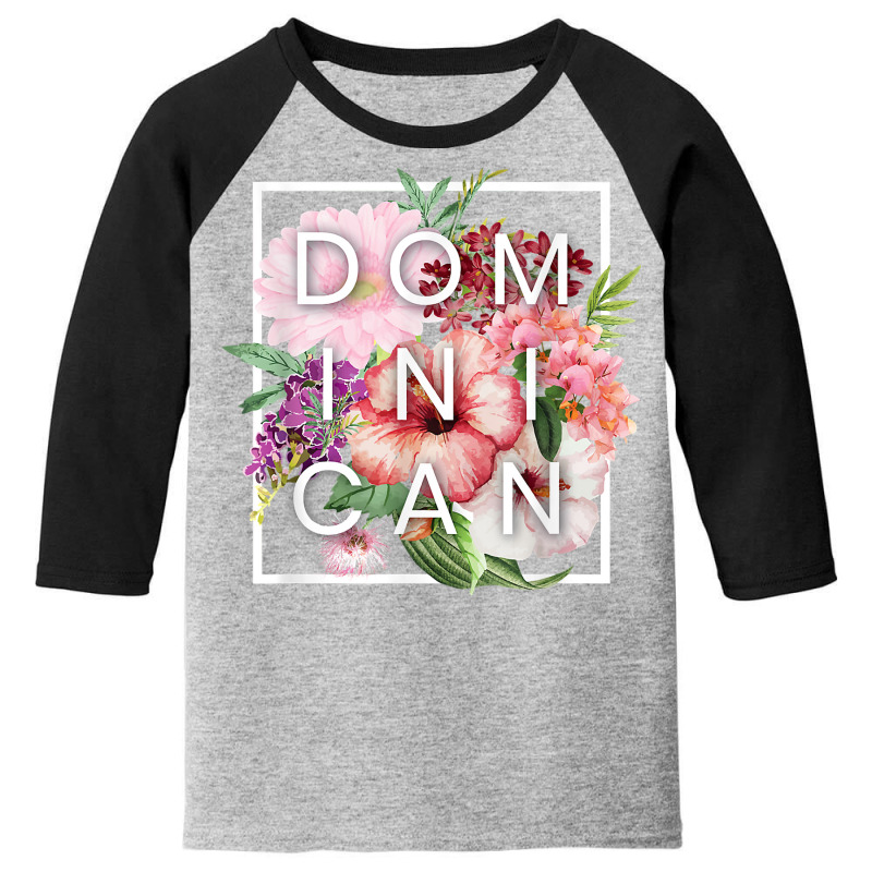 Flowers Of Dominican Republic Word Art   Dominican Pride T Shirt Youth 3/4 Sleeve by cm-arts | Artistshot