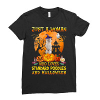 Just A Woman Who Loves Standard Poodle And Halloween Ladies Fitted T-shirt | Artistshot