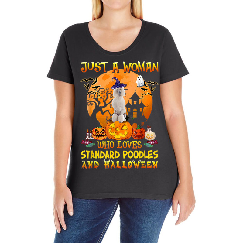 Just A Woman Who Loves Standard Poodle And Halloween Ladies Curvy T-Shirt by Sombre | Artistshot