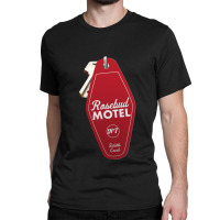 Schitt S Creek Rosebud Motel Key Tag For Room 7 Retro Design In Red Classic T-shirt | Artistshot