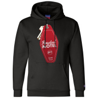 Schitt S Creek Rosebud Motel Key Tag For Room 7 Retro Design In Red Champion Hoodie | Artistshot